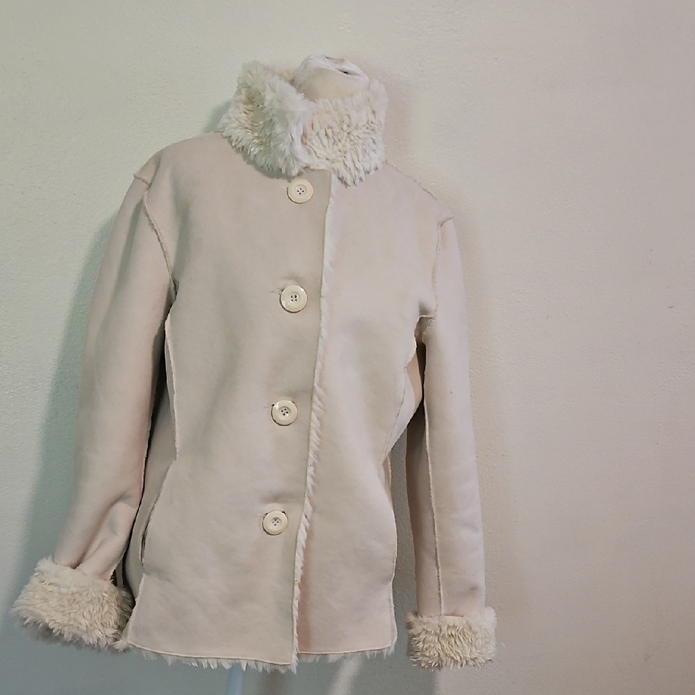 Coldwater Creek Fleece-lined Sherpa Coat Reversible P12 Vintage Y2k